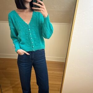 Vintage America Teal Button-Up Cardigan